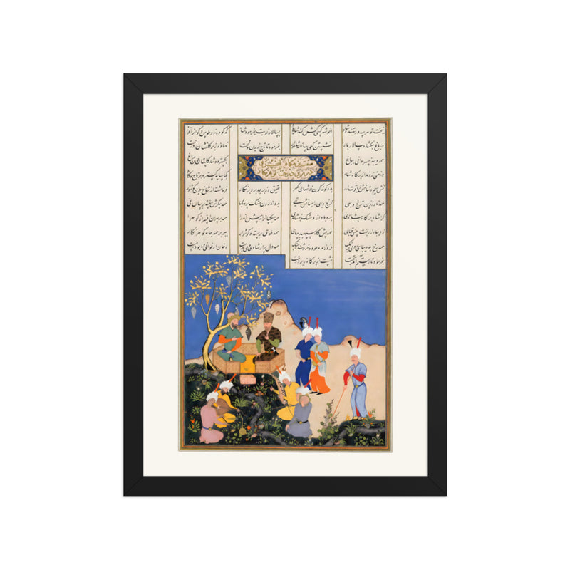 Travellers Gather at the Edge of Blue Waters | Restored Persian Miniature