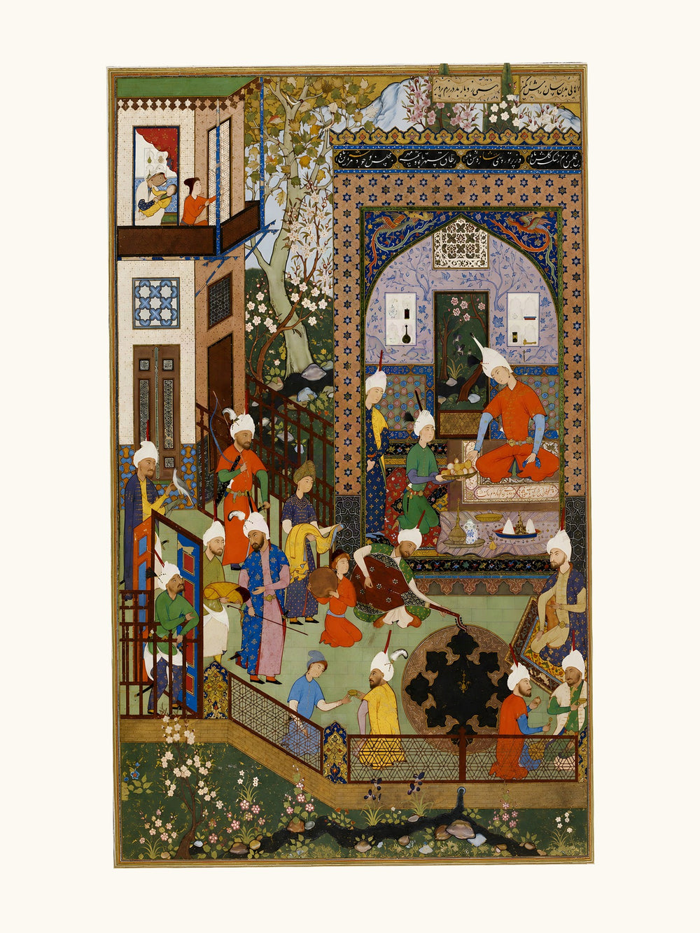 Khusraw Listens to the Music of Barbad | Restored Persian Miniature — view 10