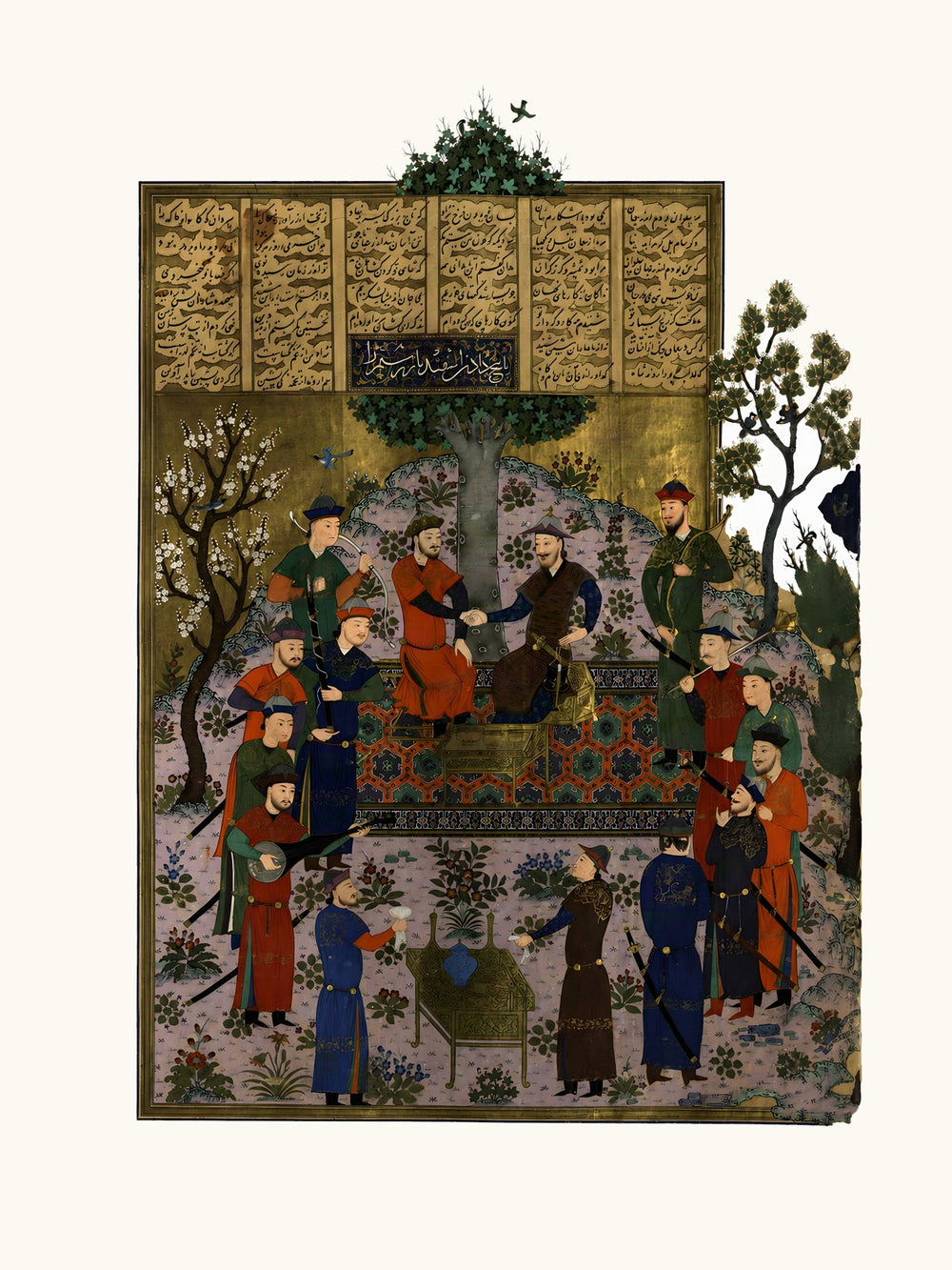 An Evening Assembly in a Garden | Restored Persian Miniature — view 7