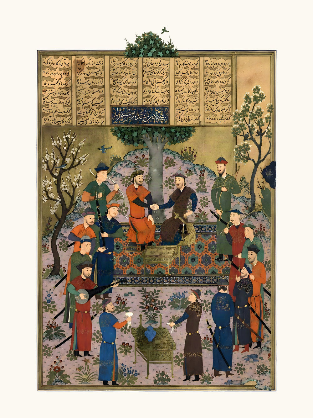 Rustam and Isfandiyar Test Each Other’s Grip | Restored Persian Miniature — view 10