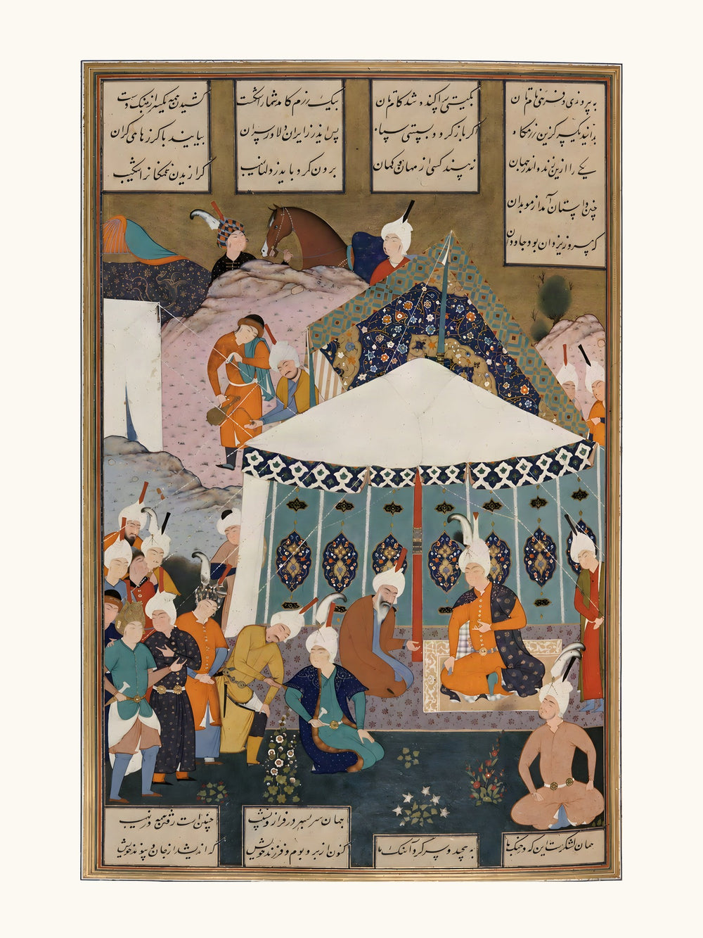 Planning for the Joust of the Twelve Rooks, Attributed to Mirza Ali | Restored Persian Miniature — view 10