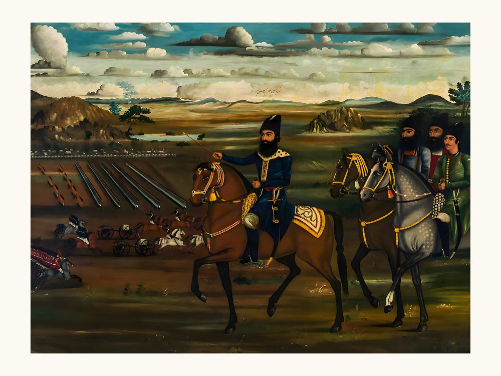 A Mounted Commander Surveys the Field | Restored Qajar Painting — view 10