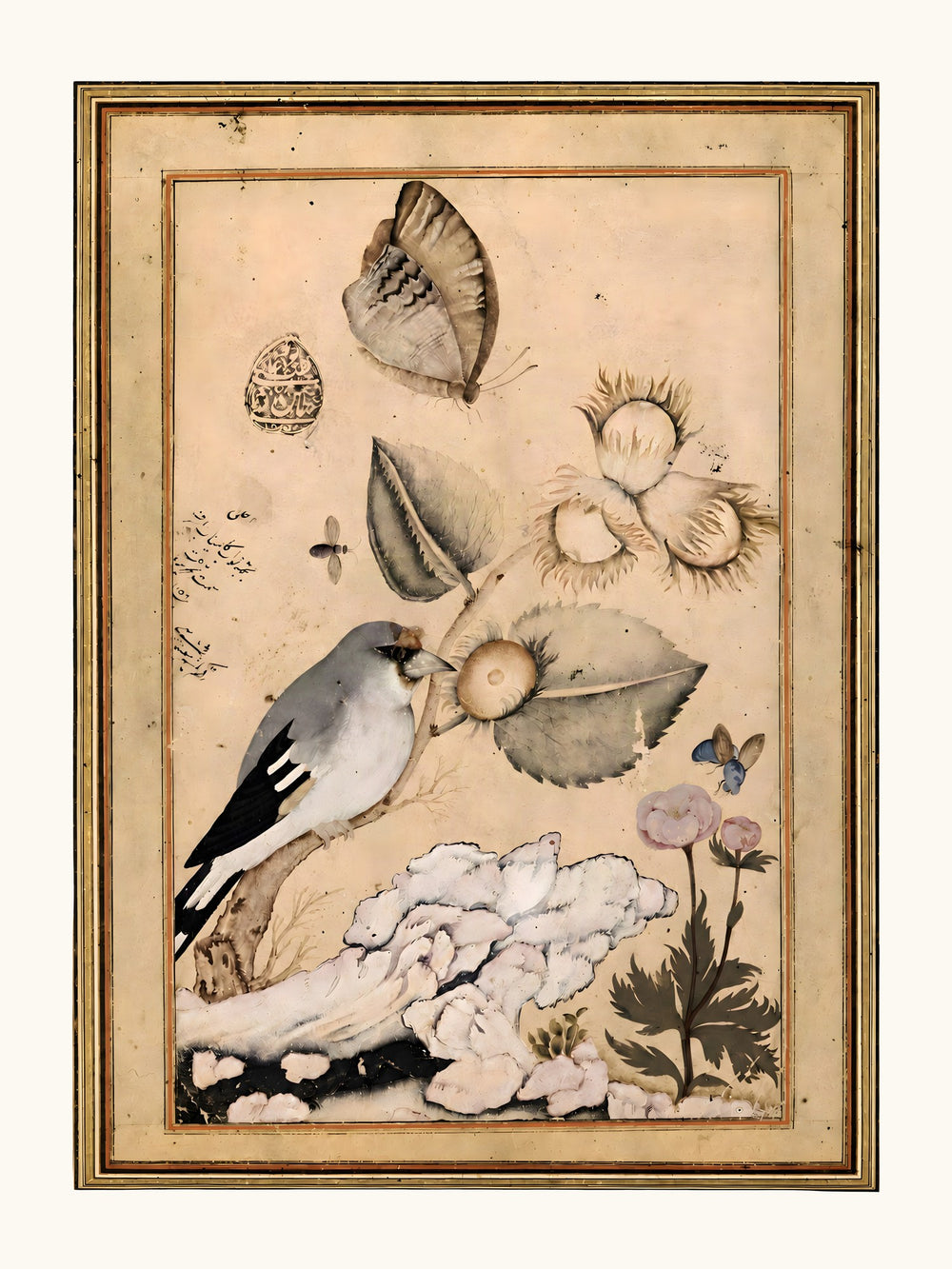 Rose and Nightingale, by Shafi Abbasi | Restored Qajar Painting — view 10