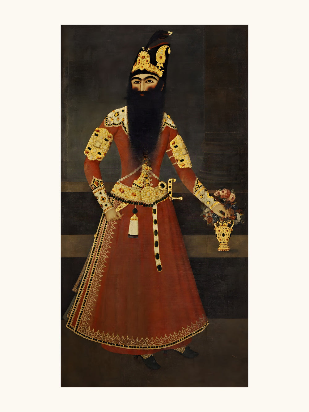 Fath-Ali Shah, Full Length, by Abdallah Khan | Restored Qajar Painting — view 10