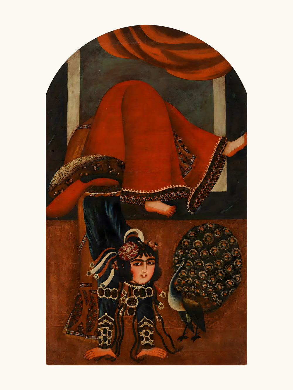 An Acrobat with a Peacock | Restored Qajar Painting — view 10