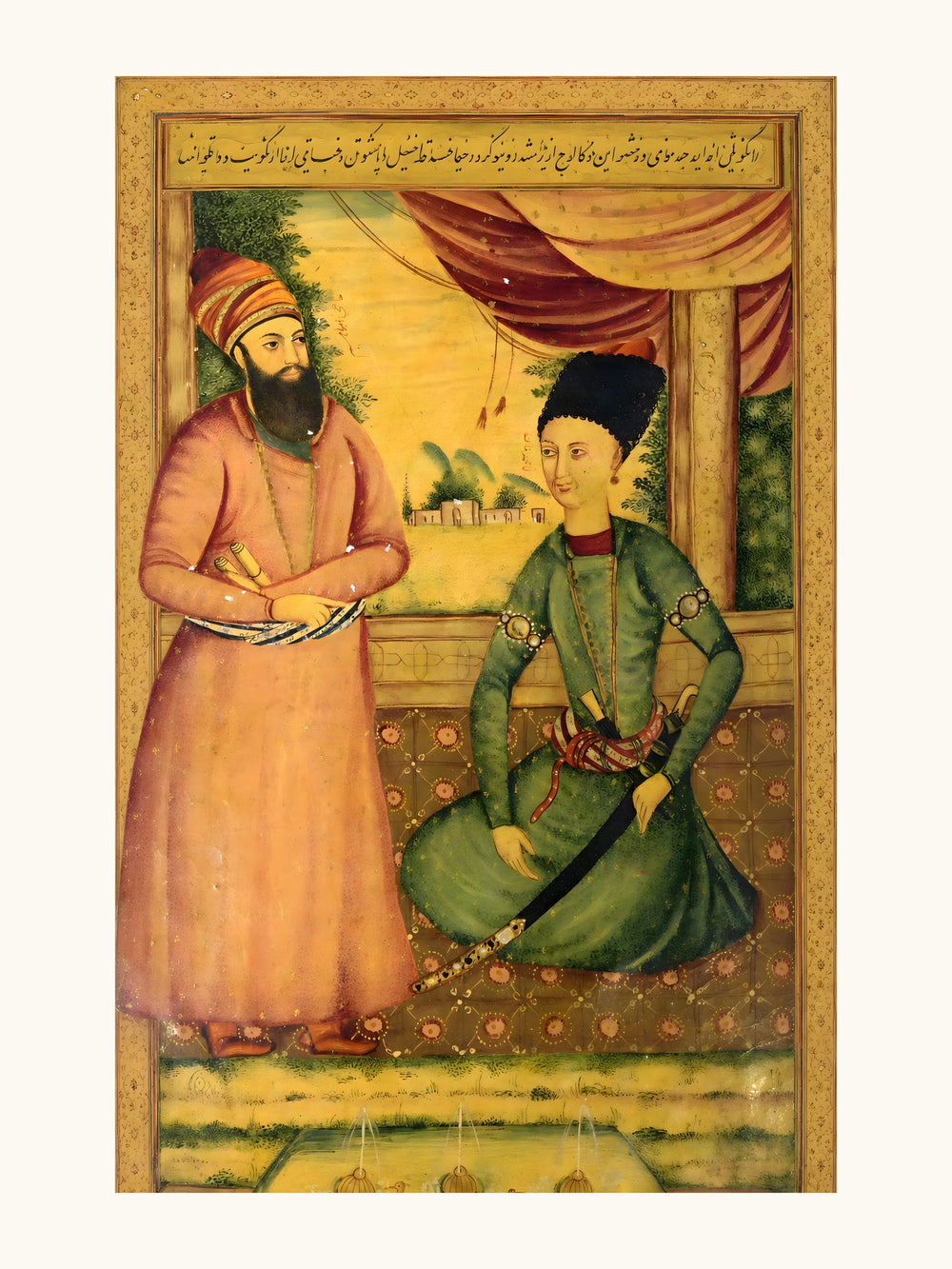 Agha Muhammad Khan with Ibrahim Khan Kalantar | Restored Qajar Painting — view 10