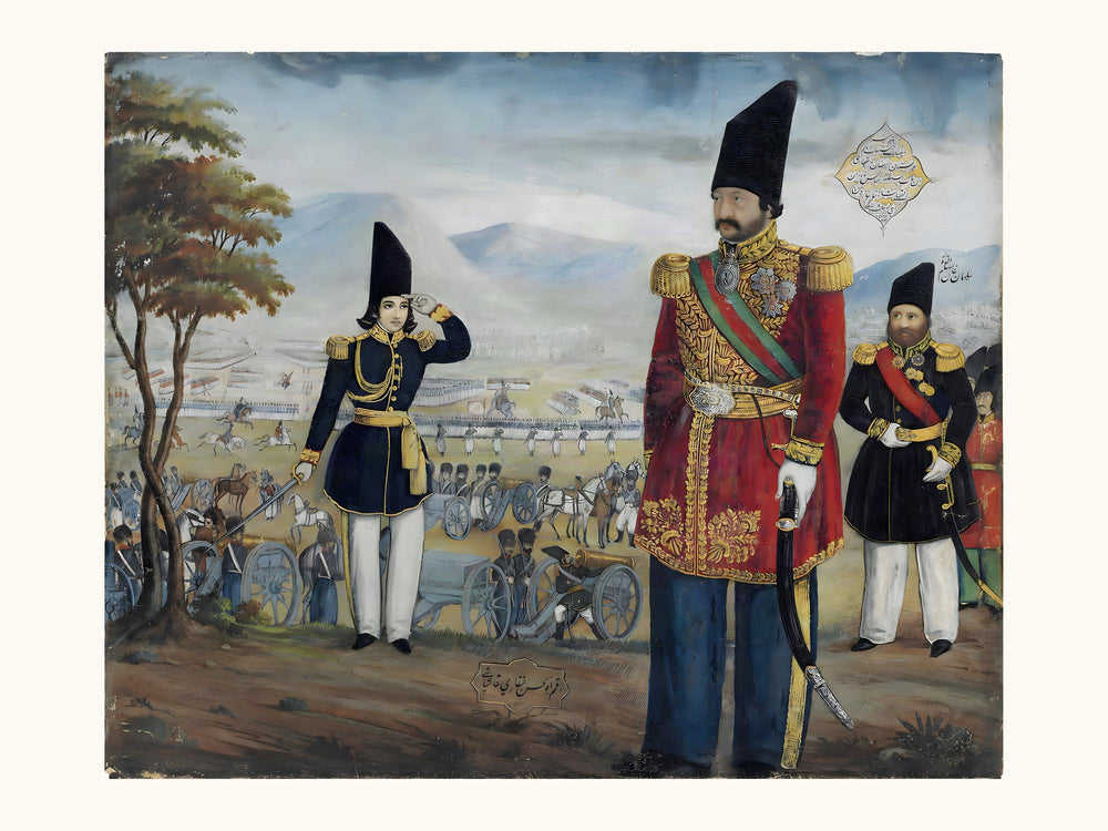 Ardeshir Mirza Reviews His Troops | Restored Qajar Painting — view 10