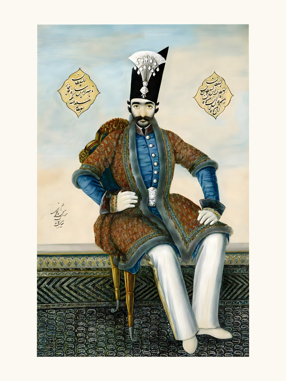 Nasir al-Din Shah, by His Court Painter | Restored Qajar Painting — view 10