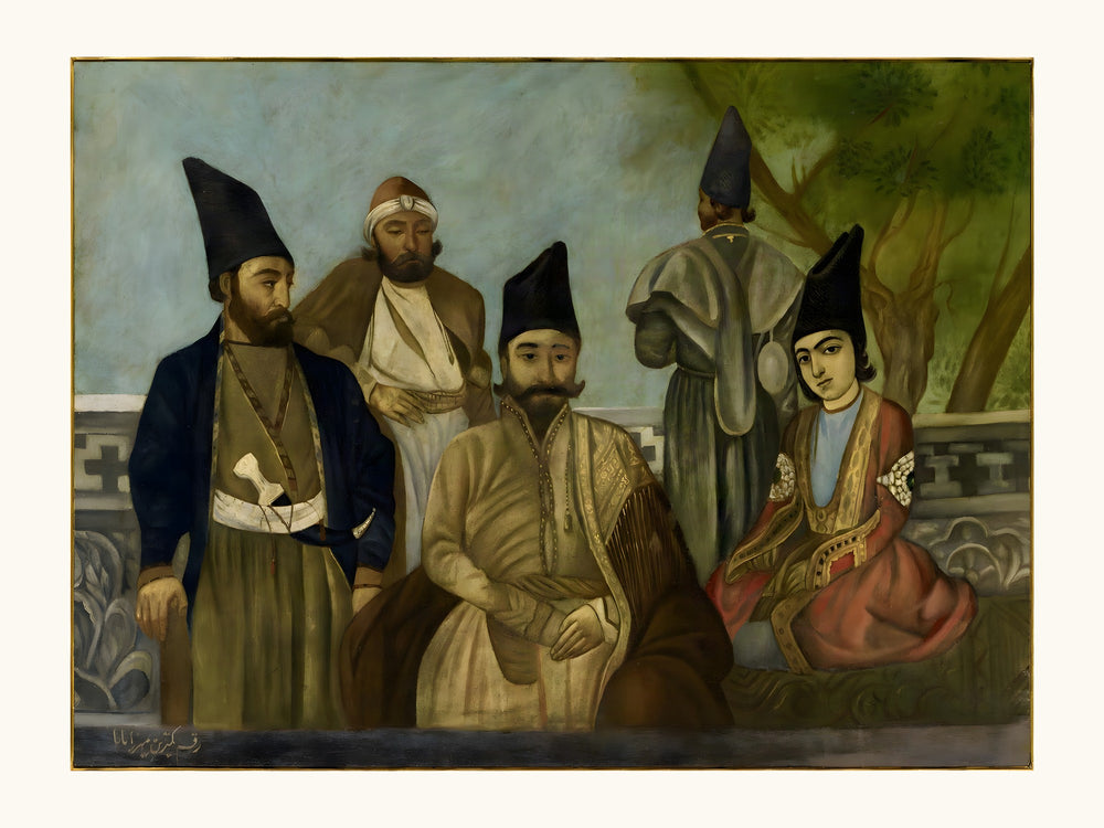 A Qajar Nobleman with His Kinsmen | Restored Qajar Painting — view 10
