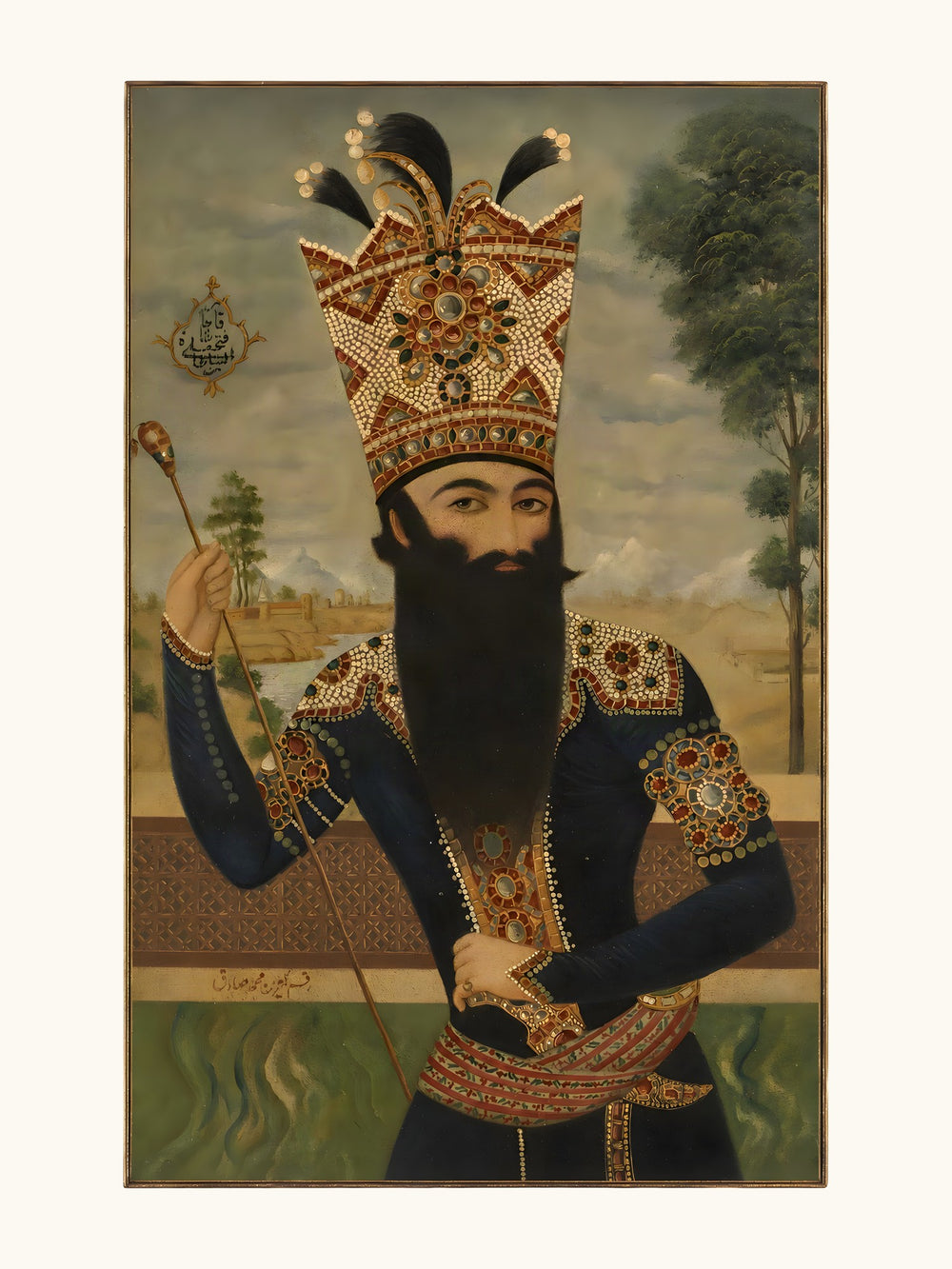 A Portrait of Fath-Ali Shah, Early Nineteenth Century | Restored Qajar Painting — view 10