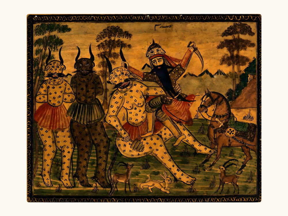 Fath-Ali Shah in the Guise of Rustam, Fighting the White Div | Restored Qajar Painting — view 10
