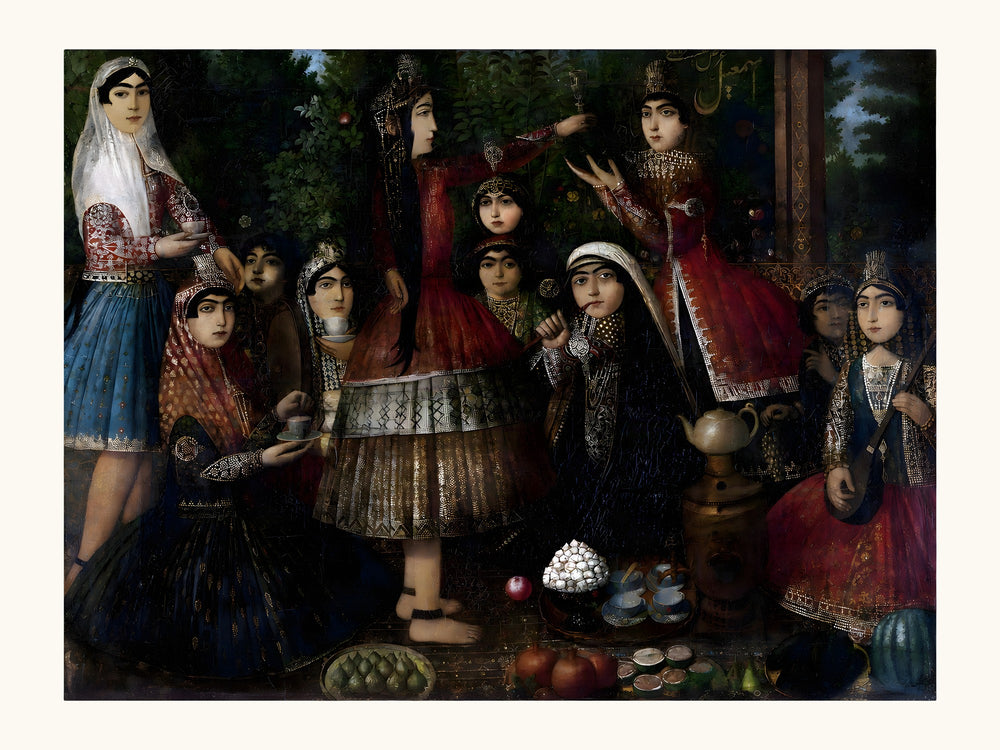 Ladies Dancing Around a Samovar | Restored Qajar Painting — view 10