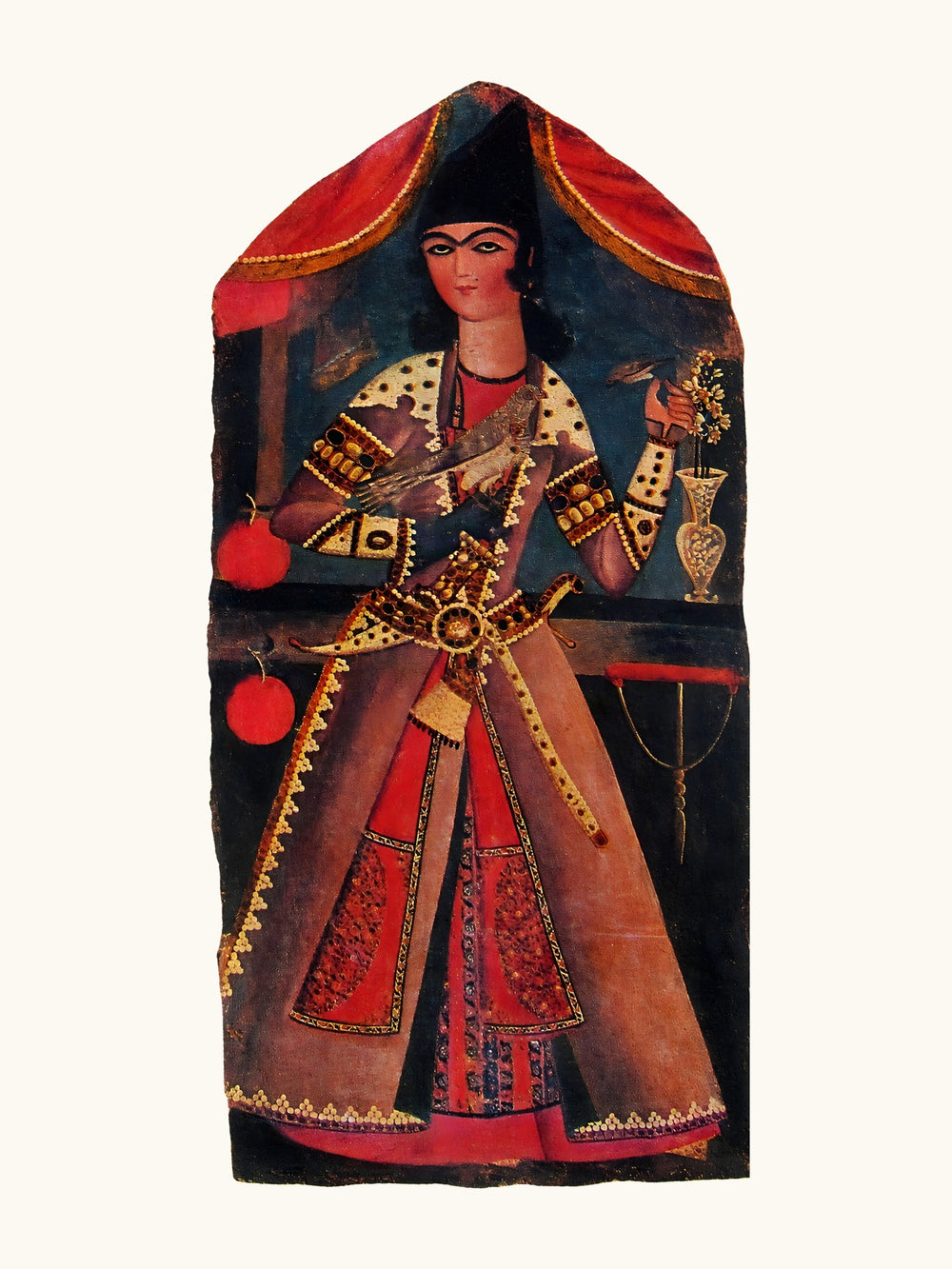 A Young Man with a Falcon | Restored Qajar Painting — view 10