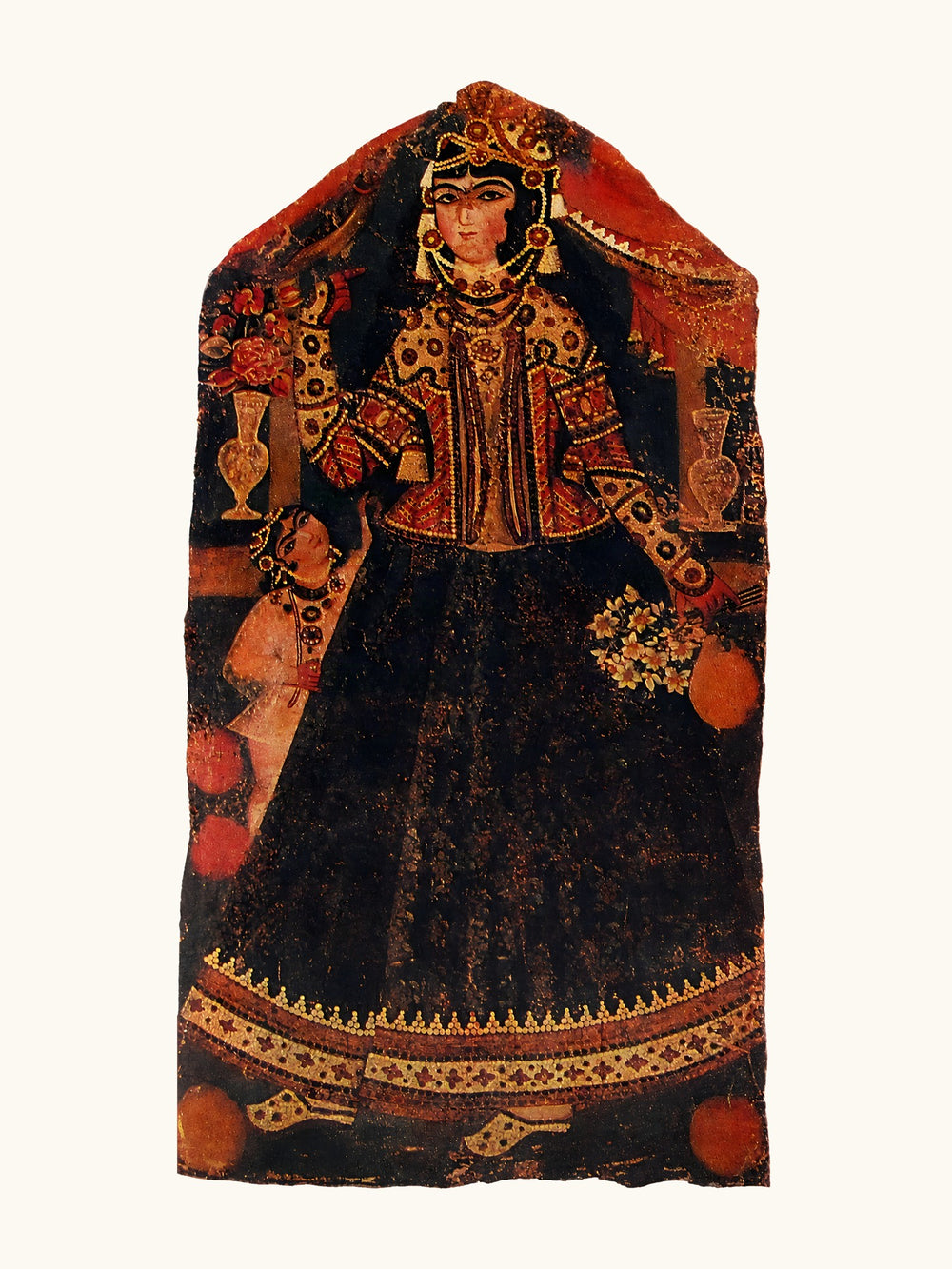 A Girl with a Parrot | Restored Qajar Painting — view 10