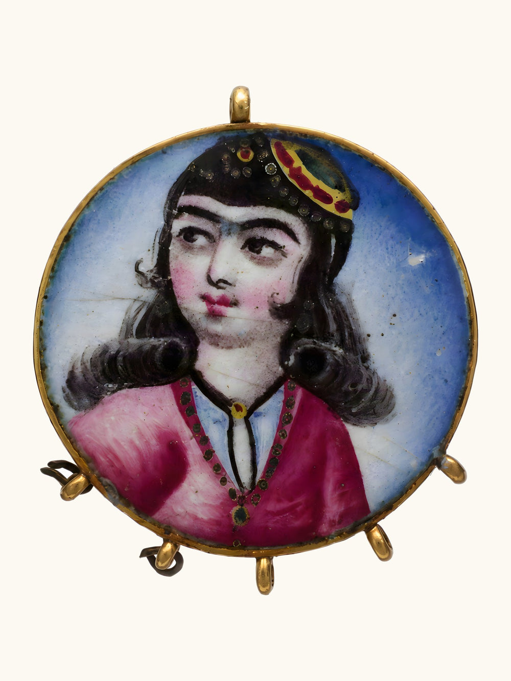Portrait of a Girl in a Round Pendant | Restored Qajar Painting — view 10