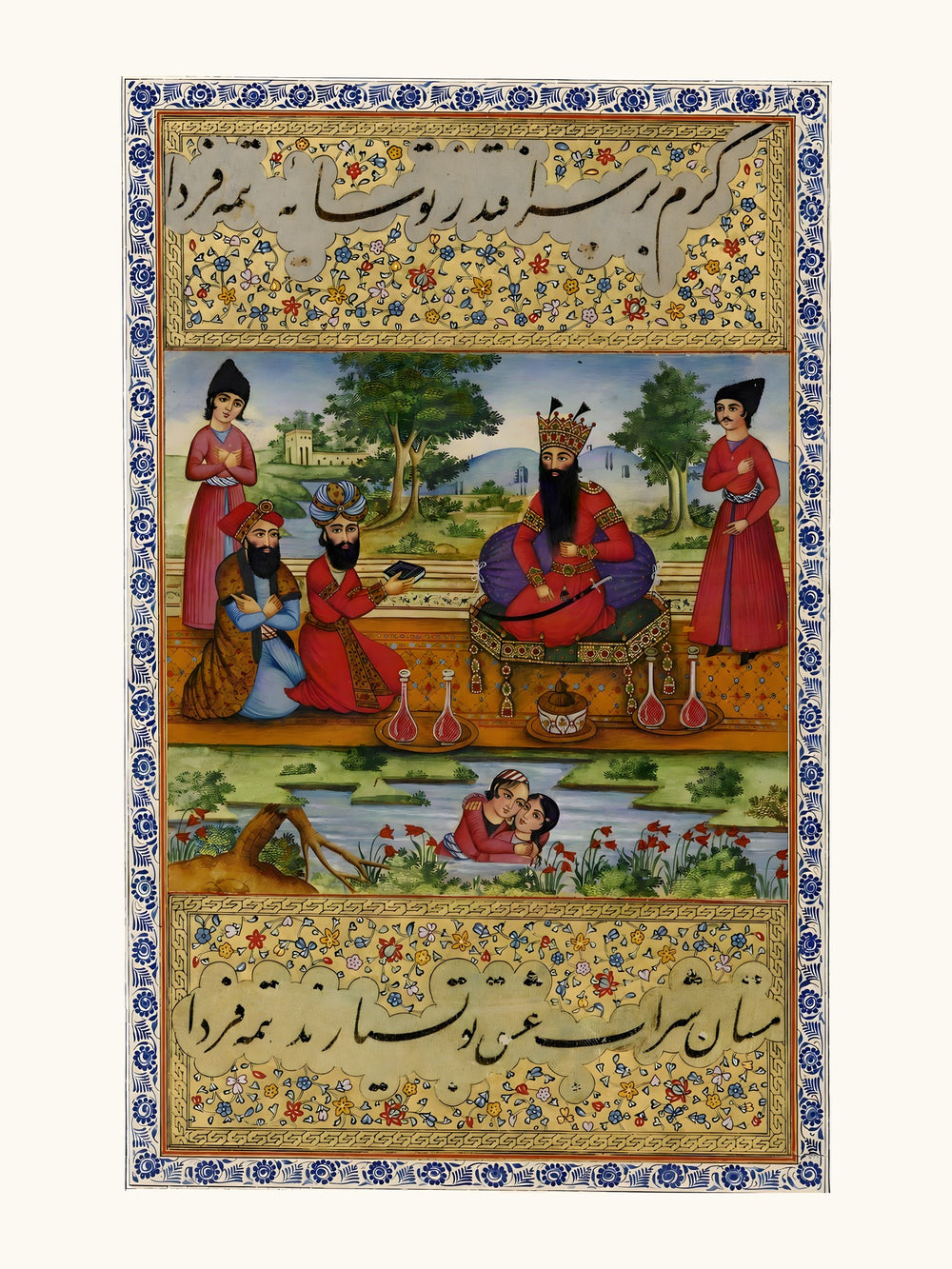 An Album Miniature of Fath-Ali Shah Qajar | Restored Qajar Painting — view 10