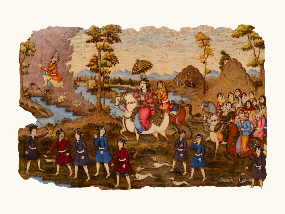 Shirin Visits Farhad on Mount Bisitun | Restored Qajar Painting — view 10