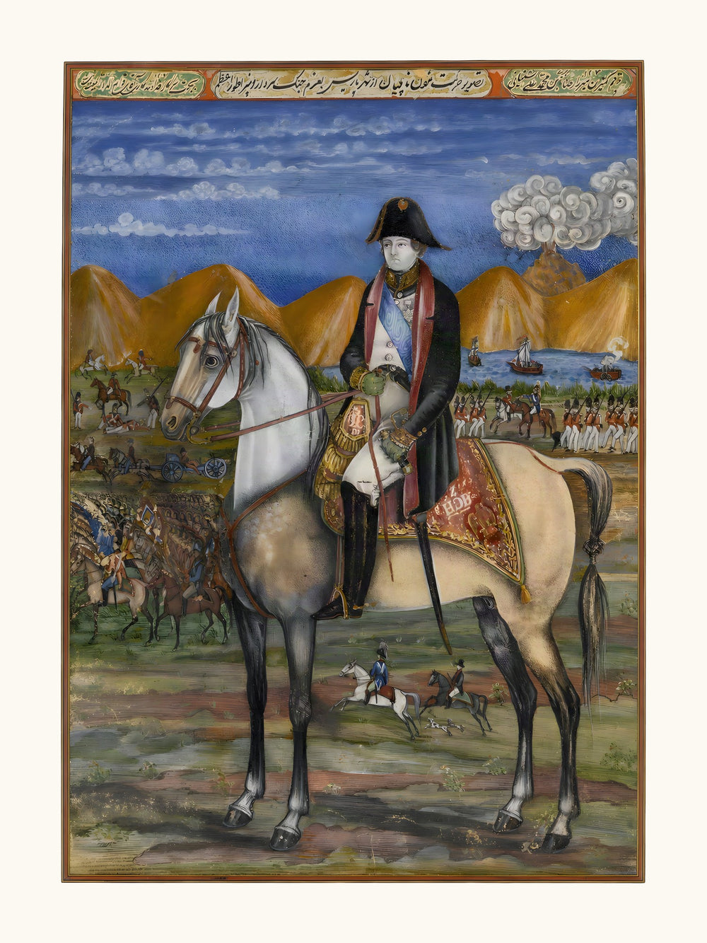 Napoleon on Horseback, by Mirza Reza | Restored Qajar Painting — view 10