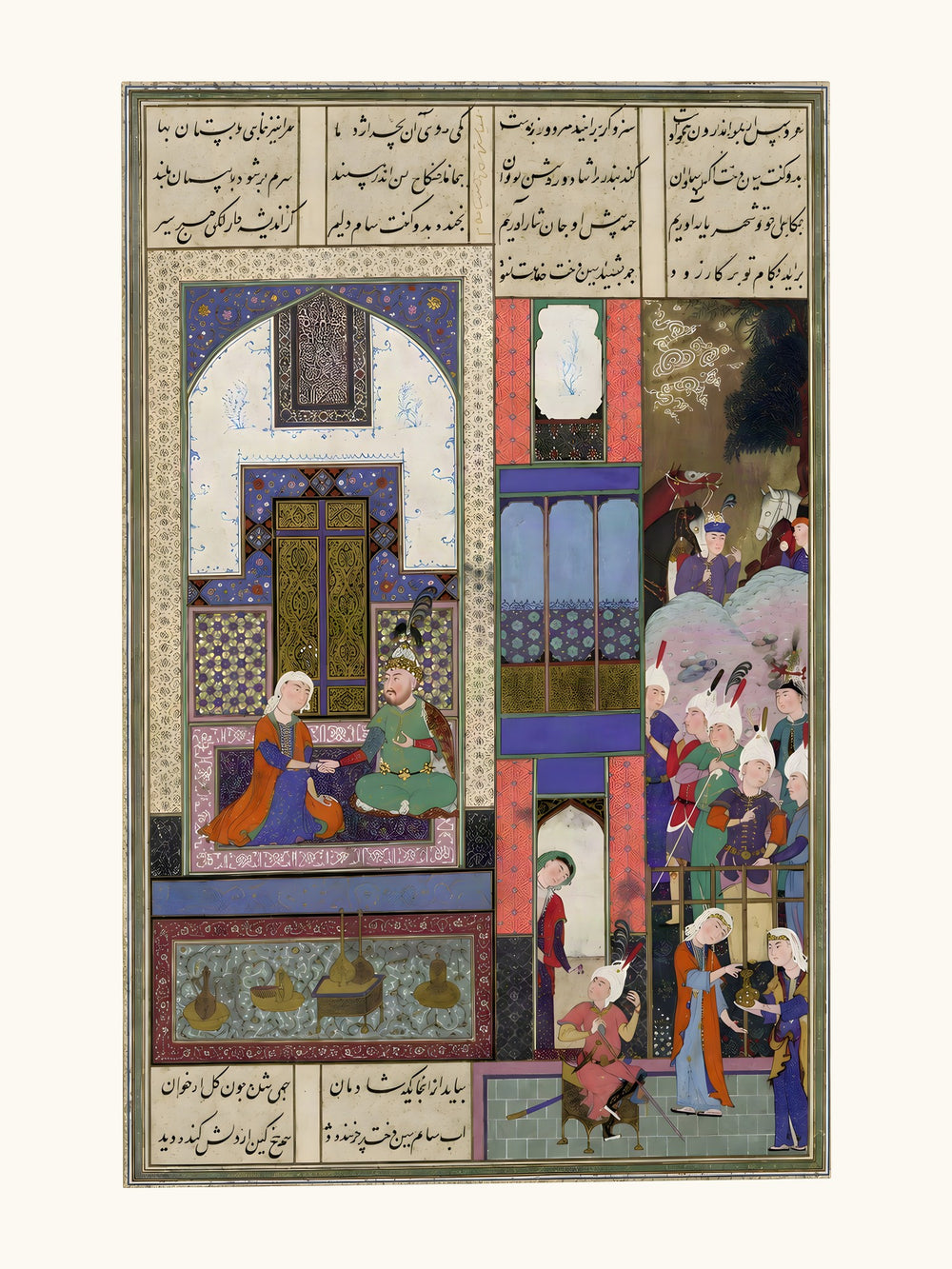 Sam Seals His Pact with Sindukht | Restored Persian Miniature — view 10