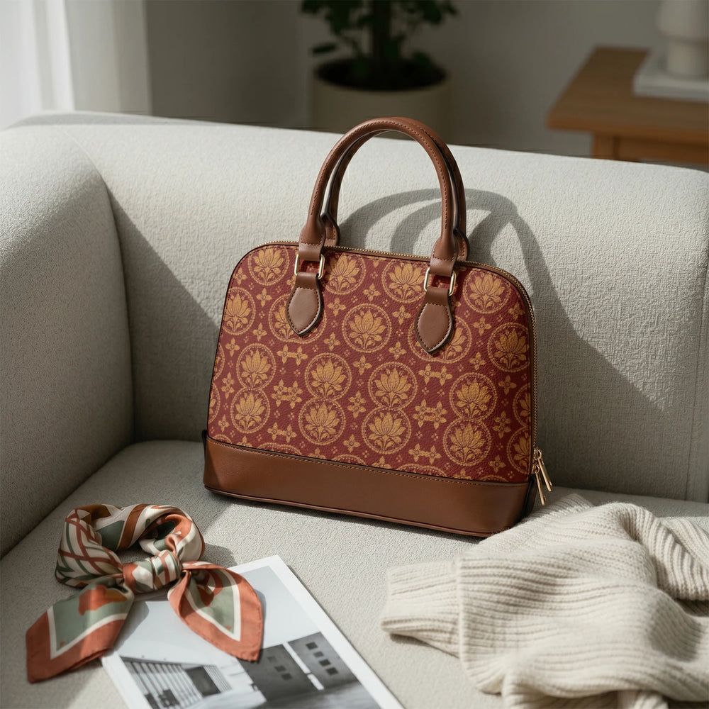 Bagru Lotus — Madder Red Dome Handbag — view 5