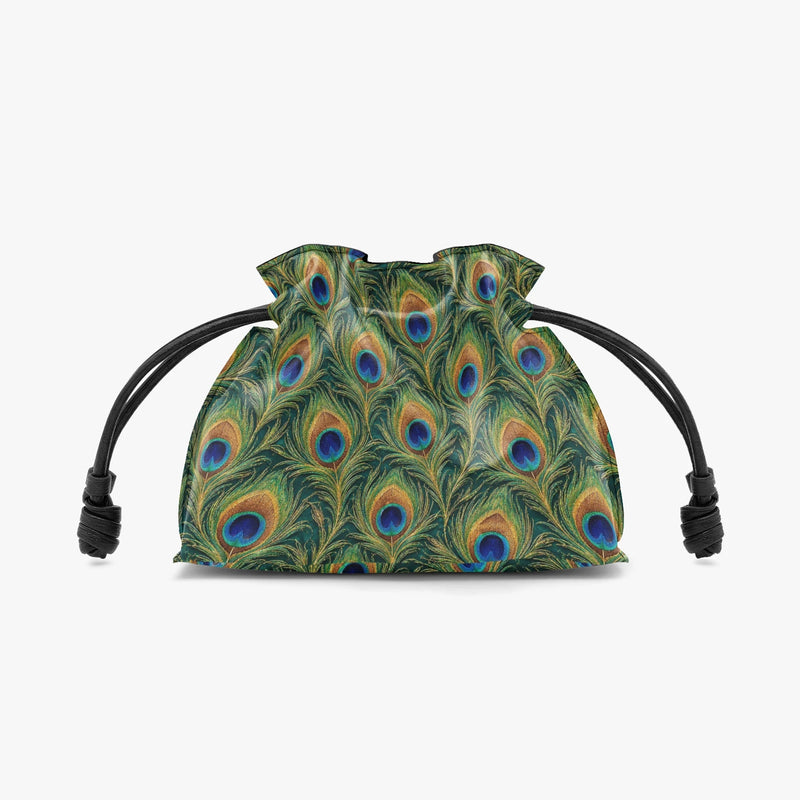 Mor Feather — Peacock Green Drawstring Pouch Bag