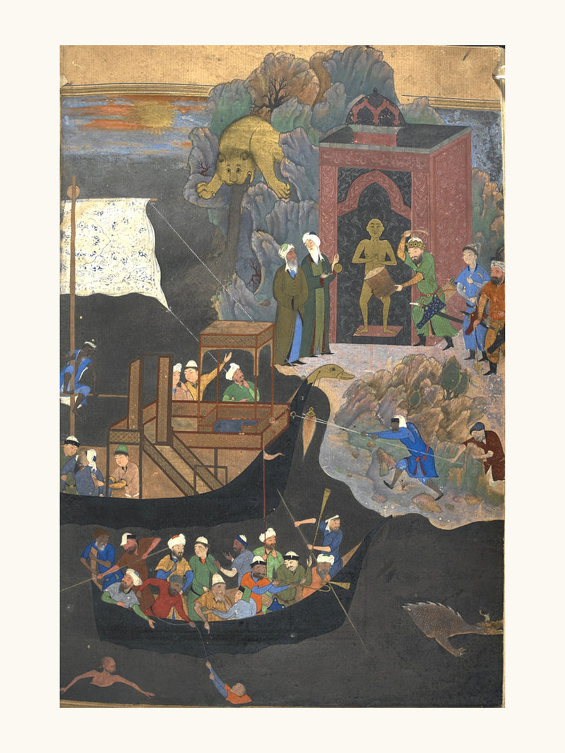 Iskandar Beats the Drum | Restored Persian Miniature