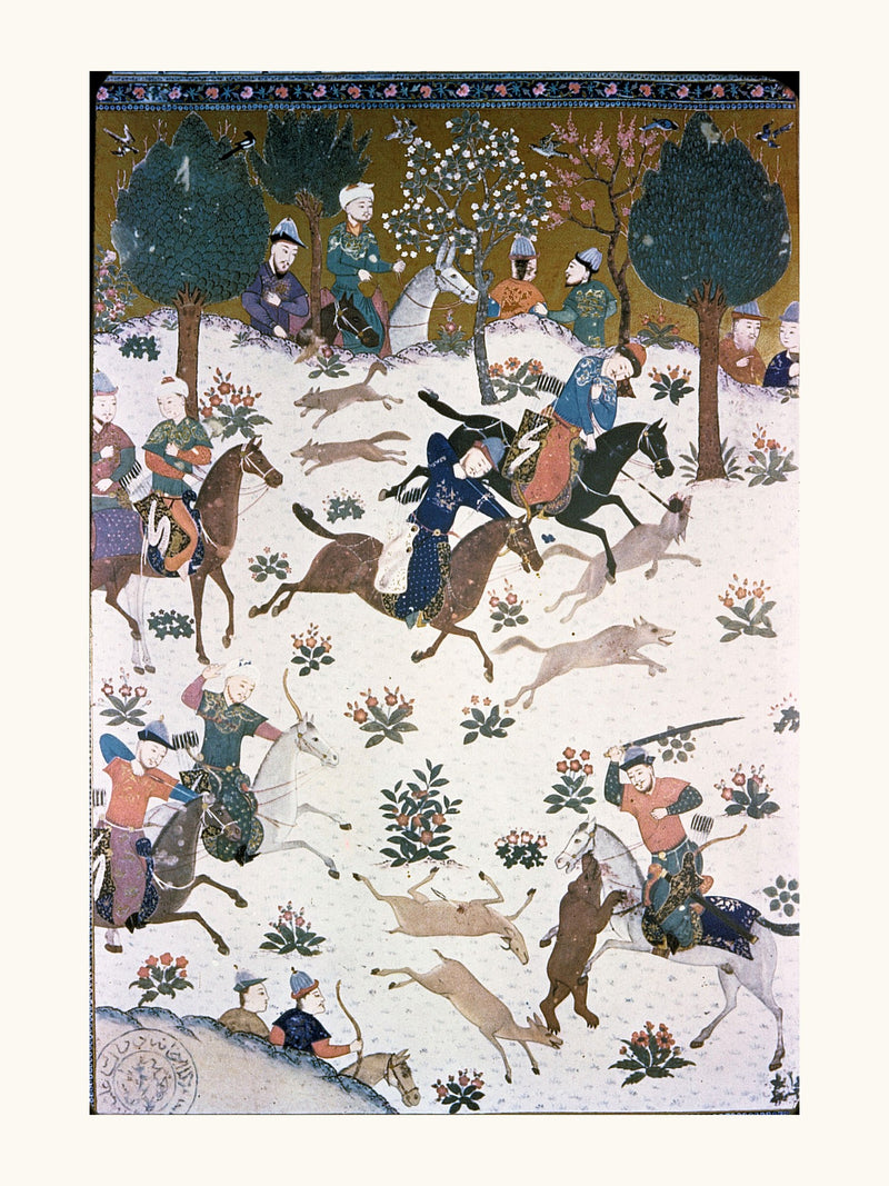 A Royal Hunt — Frontispiece of Baysunghur’s Shahnama | Restored Persian Miniature