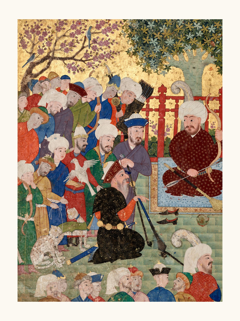 A Kneeling Elder Addresses the Assembly | Restored Persian Miniature