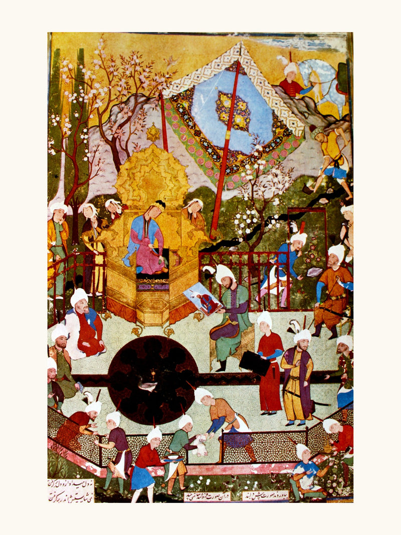 Shapur Shows Khusraw’s Portrait to Shirin | Restored Persian Miniature