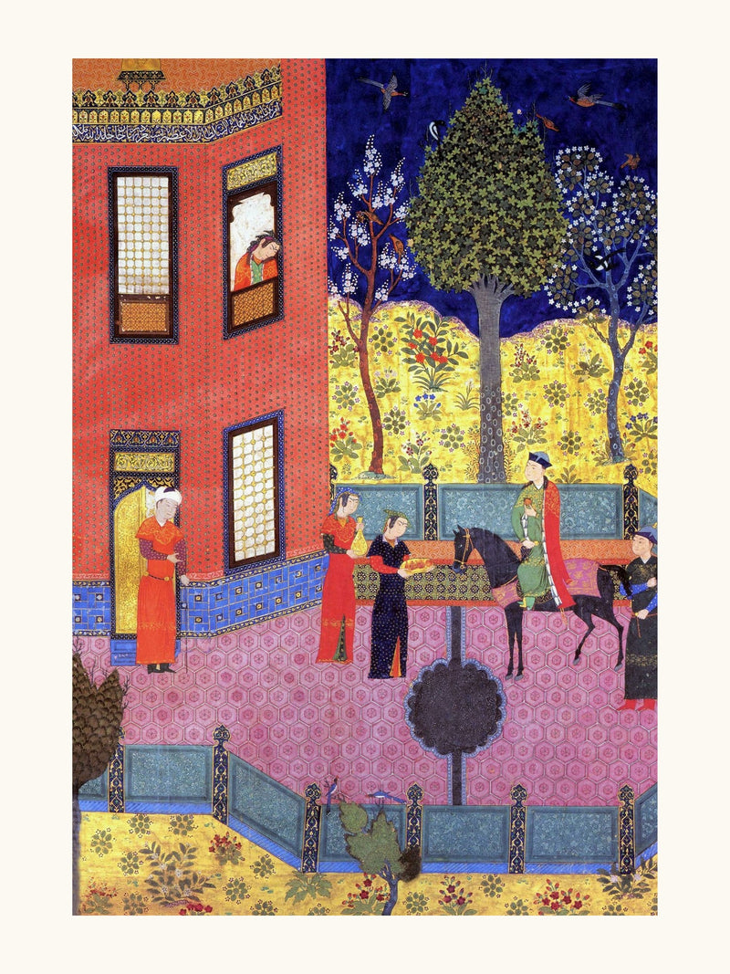 Gulnar Sees Ardashir and Falls in Love | Restored Persian Miniature