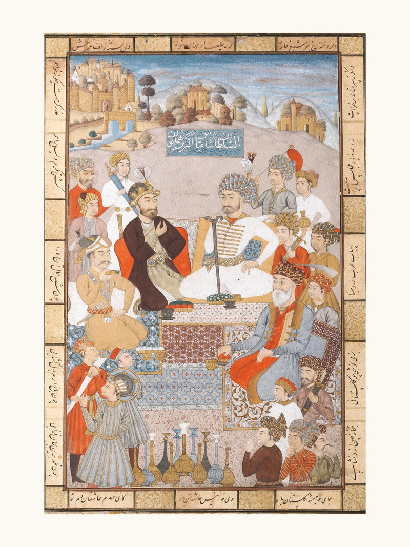 A Ruler Receives an Ambassador | Restored Qajar Painting