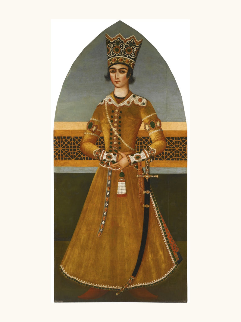 A Large Portrait of Crown Prince Abbas Mirza | Restored Qajar Painting