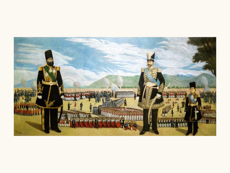 Mashq Square, Tehran, by Muhammad Hasan Afshar | Restored Qajar Painting