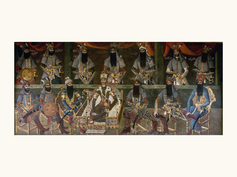 Agha Muhammad Khan at the Sulaymaniyeh Palace | Restored Qajar Painting