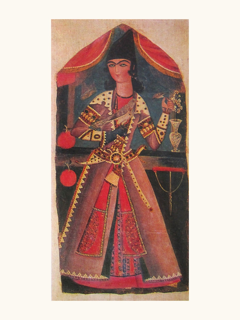 A Young Man with a Falcon | Restored Qajar Painting