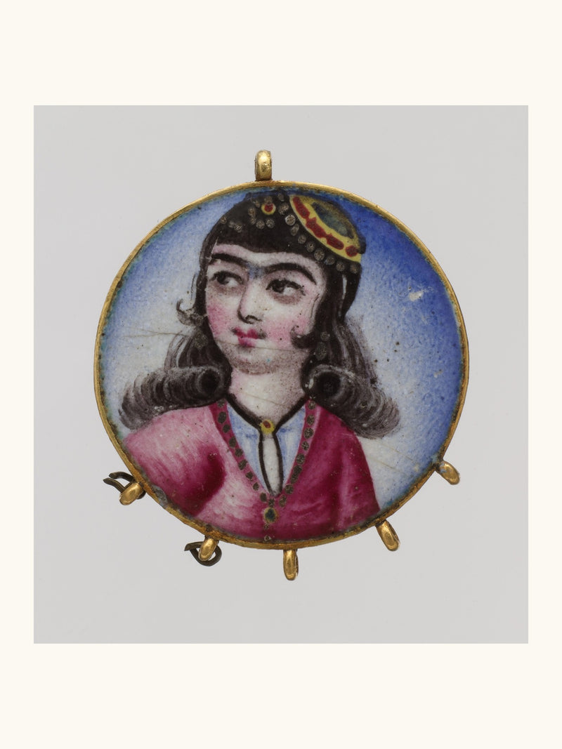 Portrait of a Girl in a Round Pendant | Restored Qajar Painting