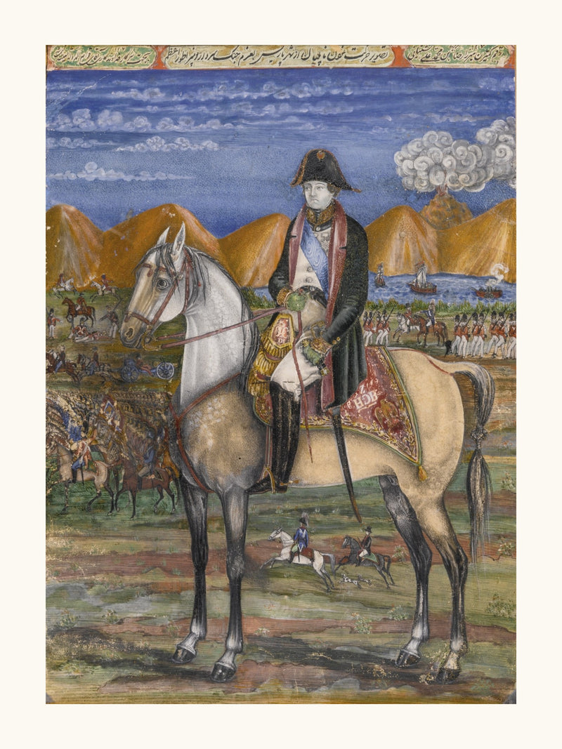 Napoleon on Horseback, by Mirza Reza | Restored Qajar Painting