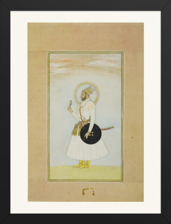 Portrait of Muhammad Azim with a Shield — Restored Rajput Wall Art — view 8