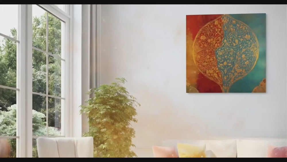 Harmony of Two Worlds – Mughal Inspired Abstract Floral Canvas Art — view 11