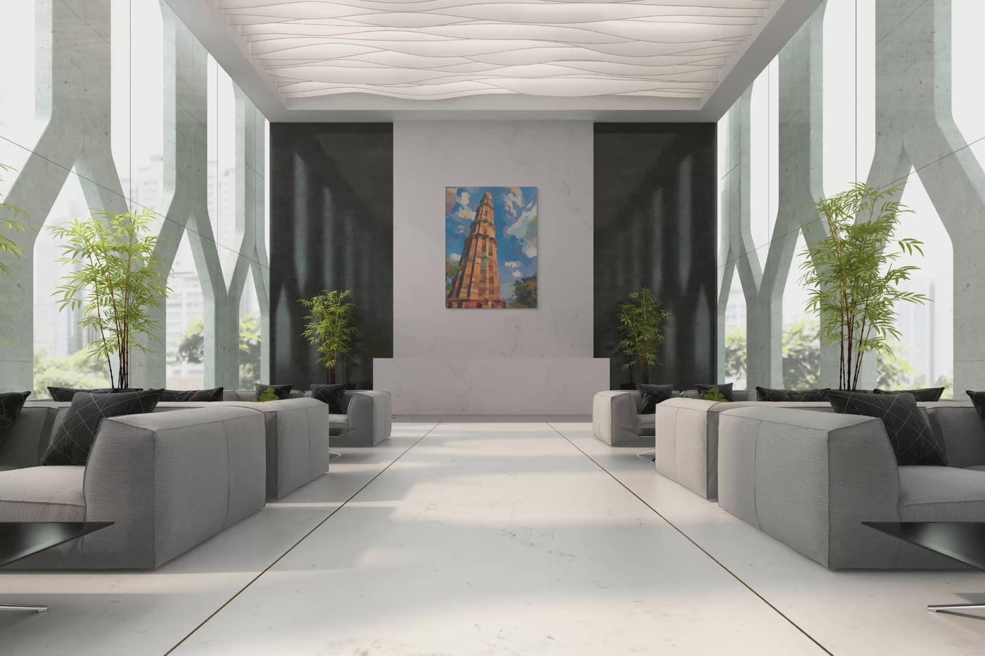 Echoes of Stone – Qutb Minar Mughal Architecture Canvas Wall Art — view 12