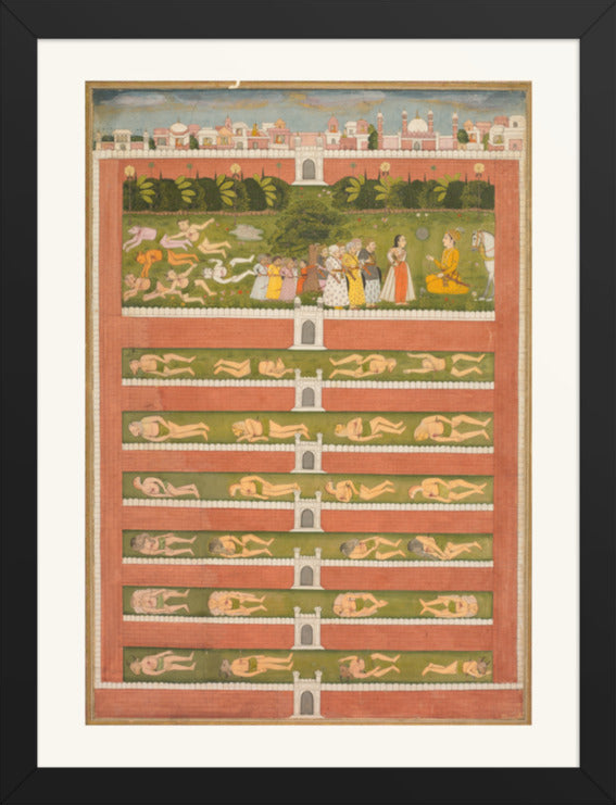 A Princess and Demons before a Nobleman — Restored Mughal Wall Art — view 12