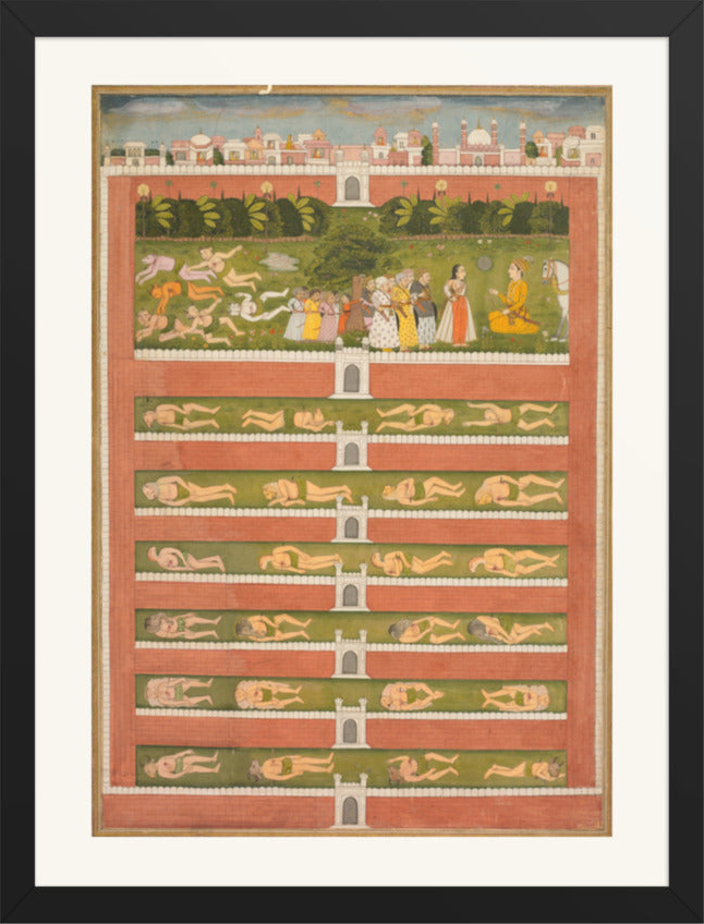 A Princess and Demons before a Nobleman — Restored Mughal Wall Art — view 13