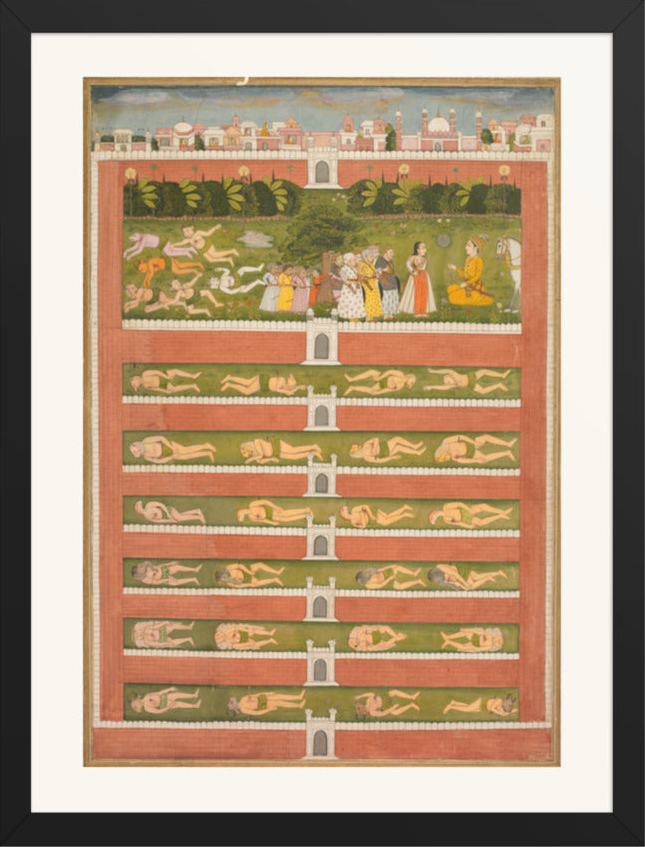A Princess and Demons before a Nobleman — Restored Mughal Wall Art — view 18