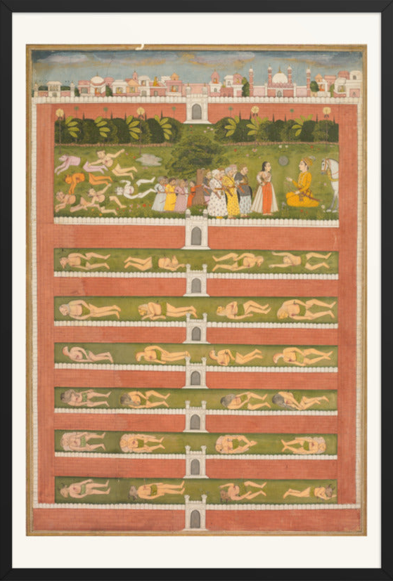 A Princess and Demons before a Nobleman — Restored Mughal Wall Art — view 19