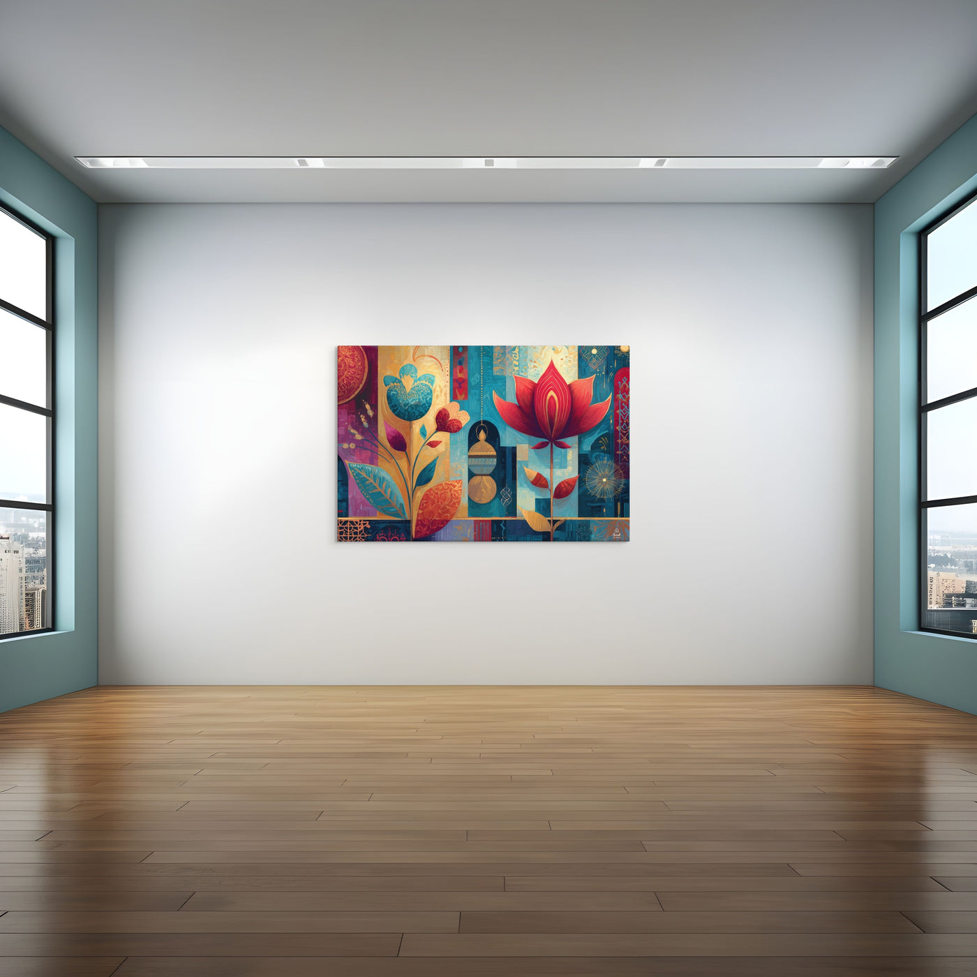 Prismatic Lotus Garden – Mughal Pop Canvas — view 5