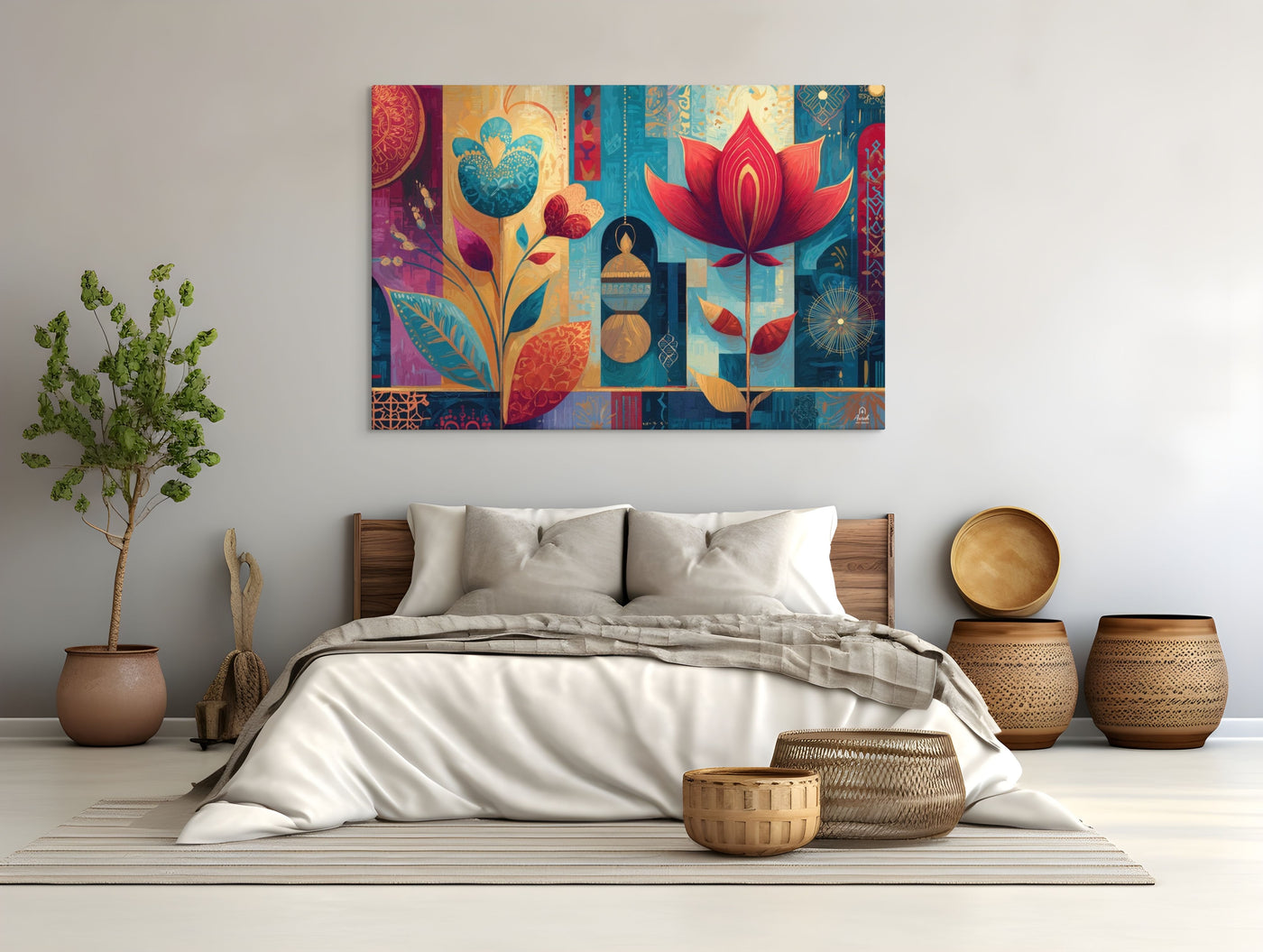 Prismatic Lotus Garden – Mughal Pop Canvas — view 9