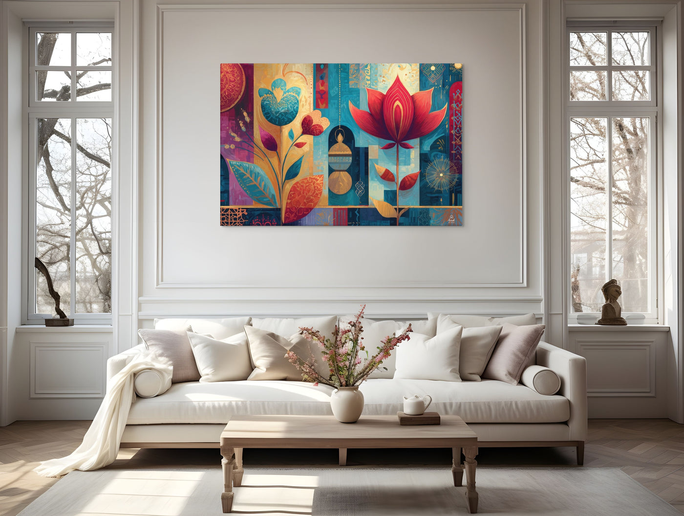Prismatic Lotus Garden – Mughal Pop Canvas — view 6