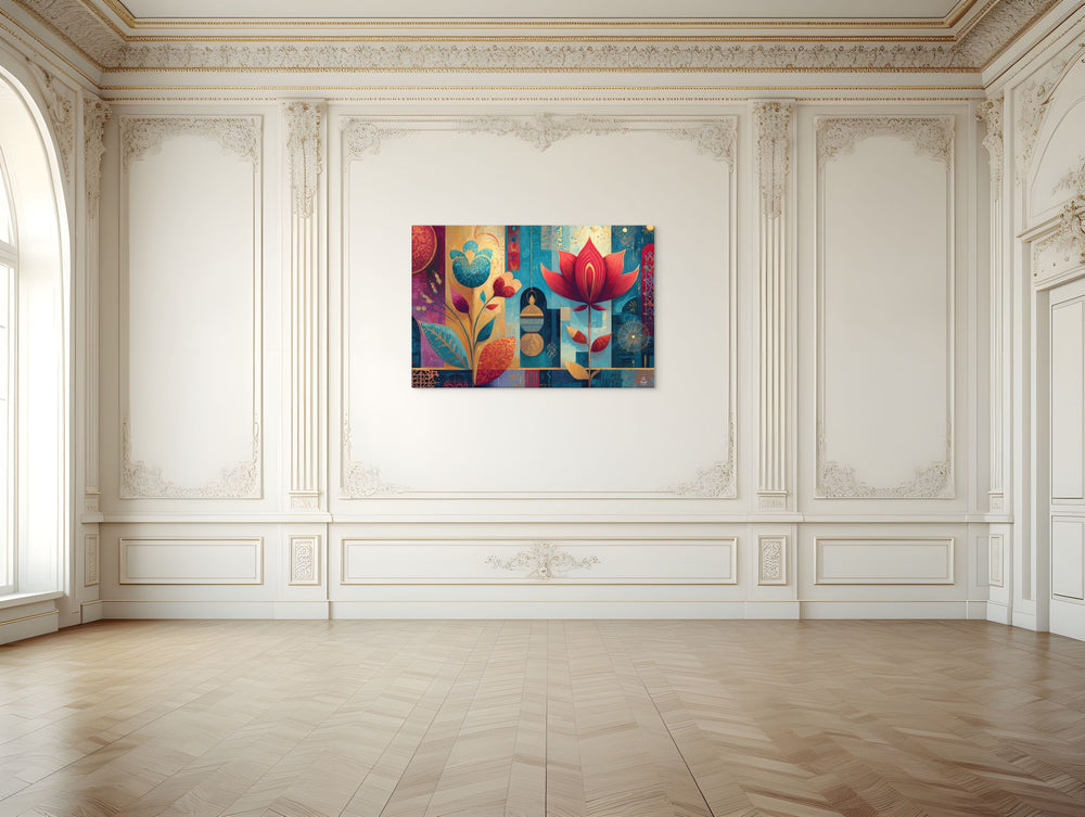Prismatic Lotus Garden – Mughal Pop Canvas — view 10