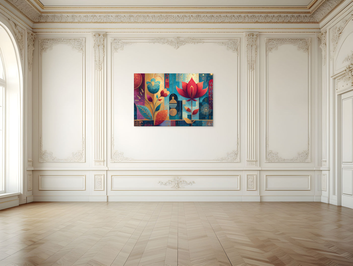 Prismatic Lotus Garden – Mughal Pop Canvas — view 10