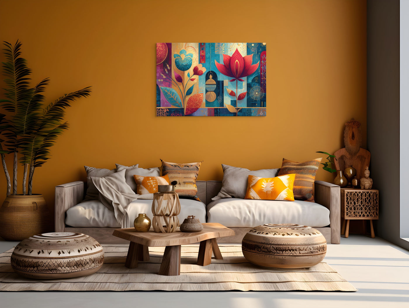Prismatic Lotus Garden – Mughal Pop Canvas — view 7
